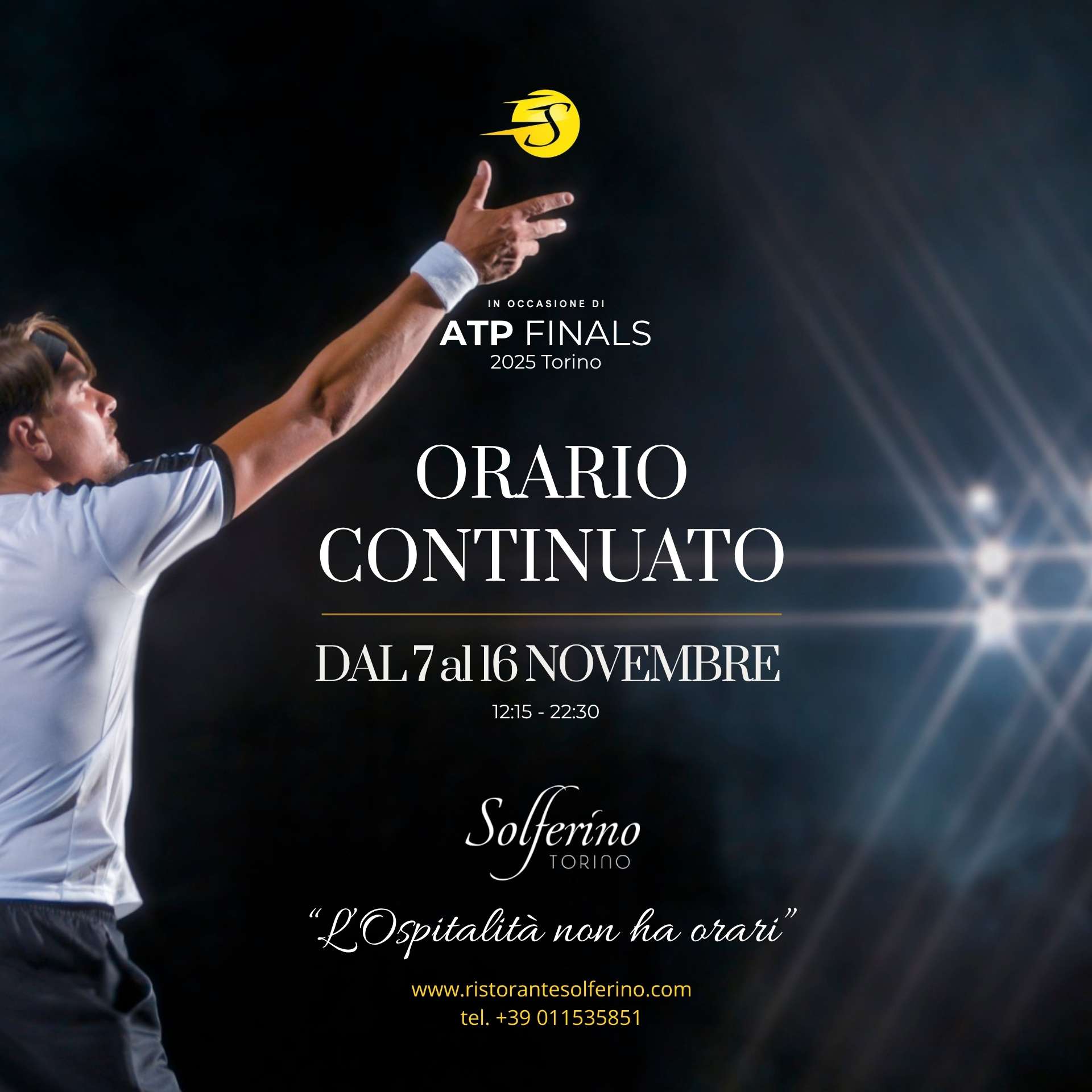 Orario continuato ATP FINALS 2025 - Ristorante Solferino Torino Web